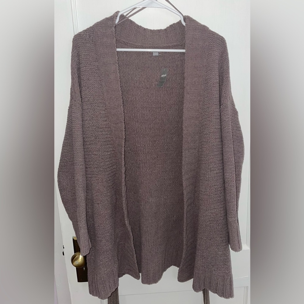NWT - Aerie Brown/Taupe Chenille Cardigan with Waist Tie - Size: M